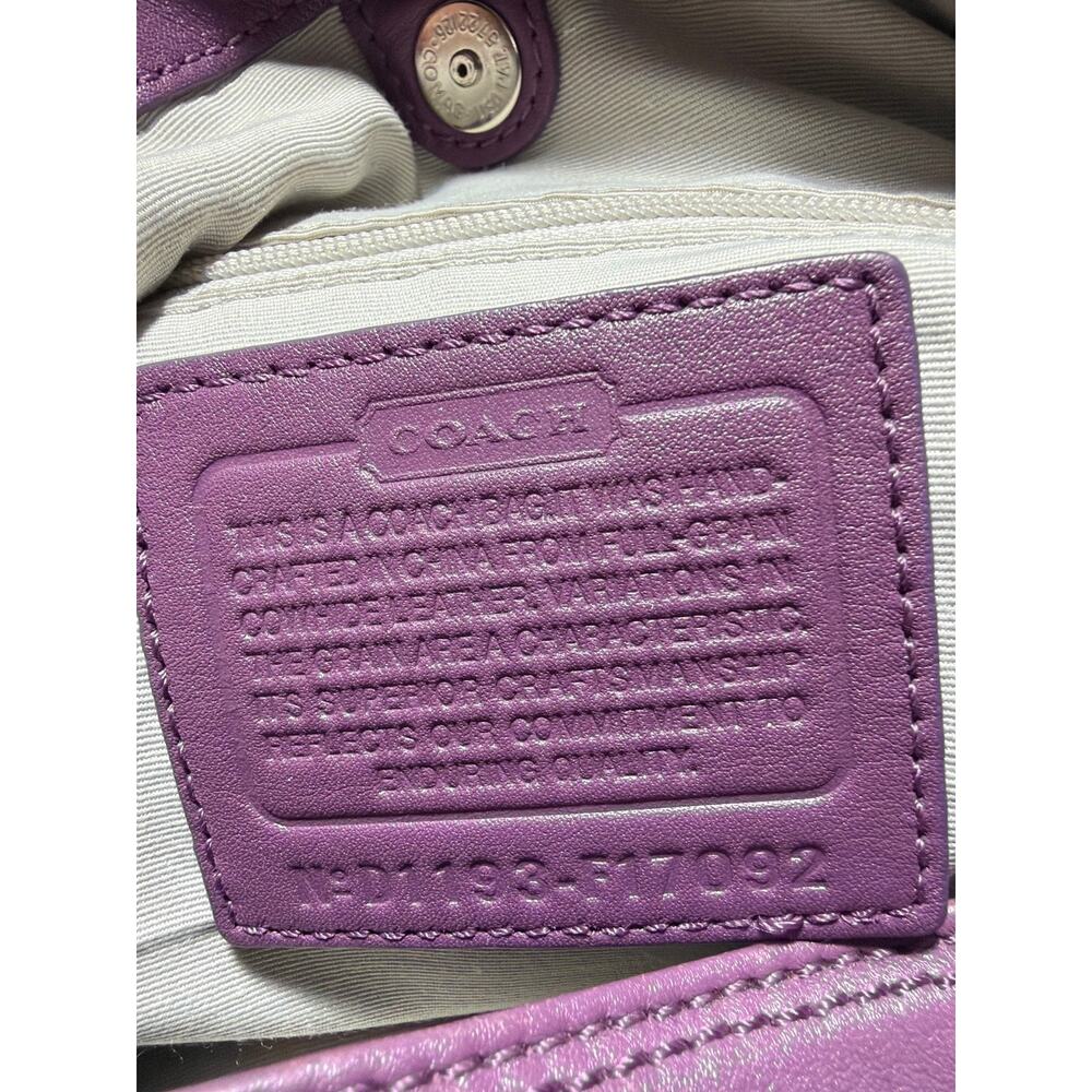 Coach Soho Lynn Hobo Bag Purple Lavender Leather Shoulder B - Picture 9 of 10